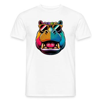Hippopotamus with Sunglasses - Men's T-Shirt - white - Front - AI Model Male 178 dark (178cm)
