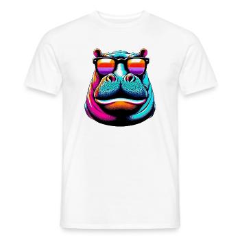 Hippopotamus with Sunglasses - Men's T-Shirt - white - Front - AI Model Male 178 dark (178cm)