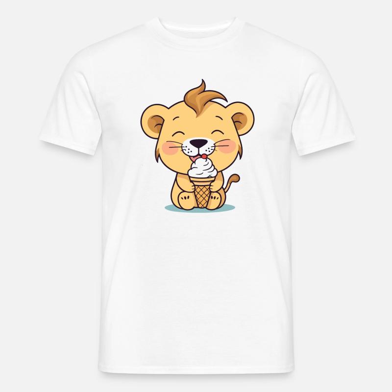 Löwe isst eis - Männer T-Shirt - Weiß