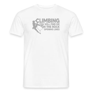CLIMBING, ROCK CLIMBING, opening lines - Men's T-Shirt - white - Front - AI Model Male 178 dark (178cm)