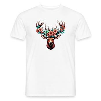 Cerf avec des fleurs - T-shirt homme - blanc - Devant - AI Model Male 178 dark (178cm)