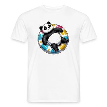 Ein relaxter Panda auf einem Schwimmreifen - Männer T-Shirt - Weiß - Vorne - AI Model Male 178 dark (178cm)