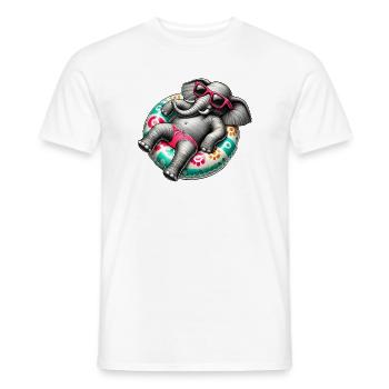 Ein relaxter Elefant auf einem Schwimmreifen - Männer T-Shirt - Weiß - Vorne - AI Model Male 178 dark (178cm)