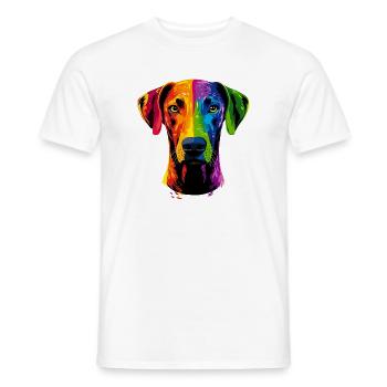 Rhodesian Ridgeback Popart Arc-en-ciel Chiens colorés - T-shirt homme - blanc - Devant - AI Model Male 178 dark (178cm)
