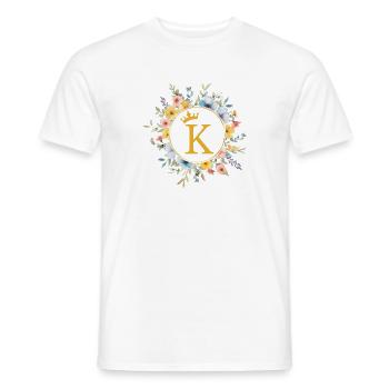 K Monogram, Flower Circle, Personalizable - Men's T-Shirt - white - Front - AI Model Male 178 dark (178cm)