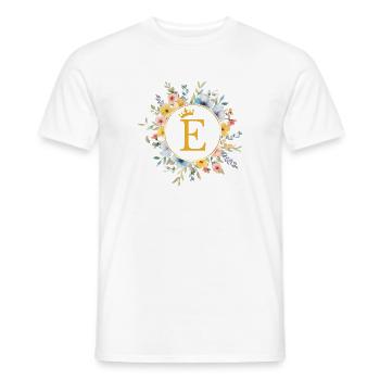 E Monogram, Flower Circle, Personalizable - Men's T-Shirt - white - Front - AI Model Male 178 dark (178cm)