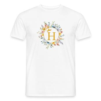 H Monogram, Flower Circle, Personalizable - Men's T-Shirt - white - Front - AI Model Male 178 dark (178cm)