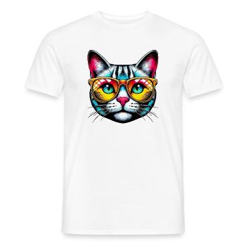 Puss with sunglasses - Men's T-Shirt - white - Front - AI Model Male 178 dark (178cm)