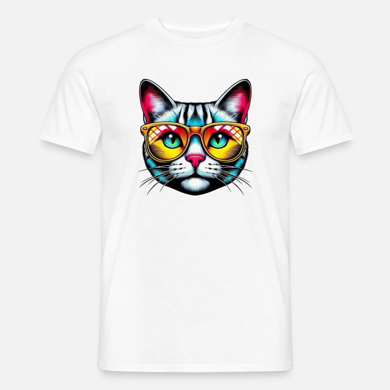 Den bestøvlede kat med solbriller - Mænd T-shirt - hvid