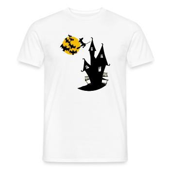 Witch's house with moon and bats - Men's T-Shirt - white - Front - AI Model Male 178 dark (178cm)