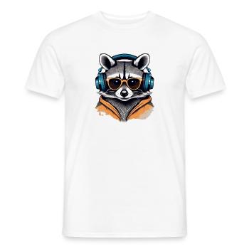 Cool Waschbär mit Kopfhörern und Sonnenbrille - Männer T-Shirt - Weiß - Vorne - AI Model Male 178 dark (178cm)