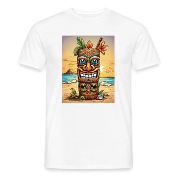 Tiki Statue - T-shirt homme - blanc - Devant - AI Model Male 178 dark (178cm)