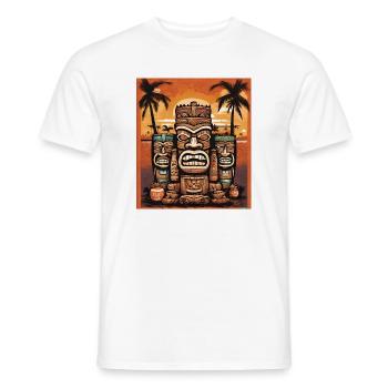 Tiki Statues - T-shirt homme - blanc - Devant - AI Model Male 178 dark (178cm)