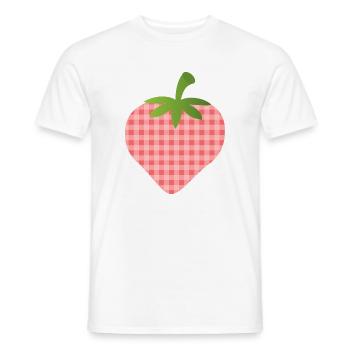 Strawberry with check pattern - personalizable - Men's T-Shirt - white - Front - AI Model Male 178 dark (178cm)