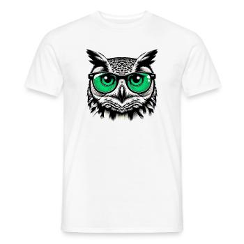 Owl with Glasses - Men's T-Shirt - white - Front - AI Model Male 178 dark (178cm)