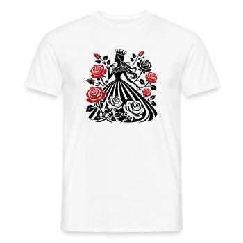 Queen with roses : Your elegance in full bloom - Men's T-Shirt - white - Front - AI Model Male 178 dark (178cm)