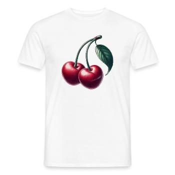Cerises en forme de cœur : l’amour en pleine forme - T-shirt homme - blanc - Devant - AI Model Male 178 dark (178cm)