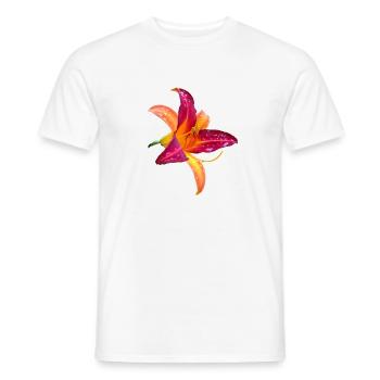 Tropical Daylily - Hemerocallis Bloom - Men's T-Shirt - white - Front - AI Model Male 178 dark (178cm)