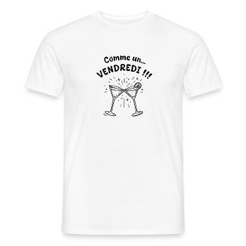 Comme un vendredi ! - T-shirt homme - blanc - Devant - AI Model Male 178 dark (178cm)