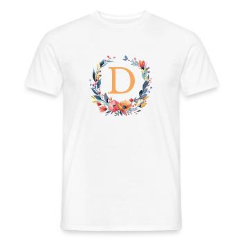 D Monogram, Couronne de fleurs, Personnalisable - T-shirt homme - blanc - Devant - AI Model Male 178 dark (178cm)