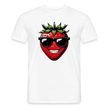 Fraise avec lunettes de soleil - T-shirt homme - blanc - Devant - AI Model Male 178 dark (178cm)