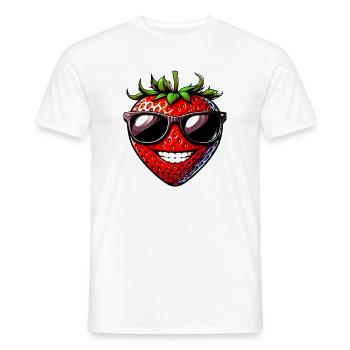 Fraise avec lunettes de soleil - T-shirt homme - blanc - Devant - AI Model Male 178 dark (178cm)