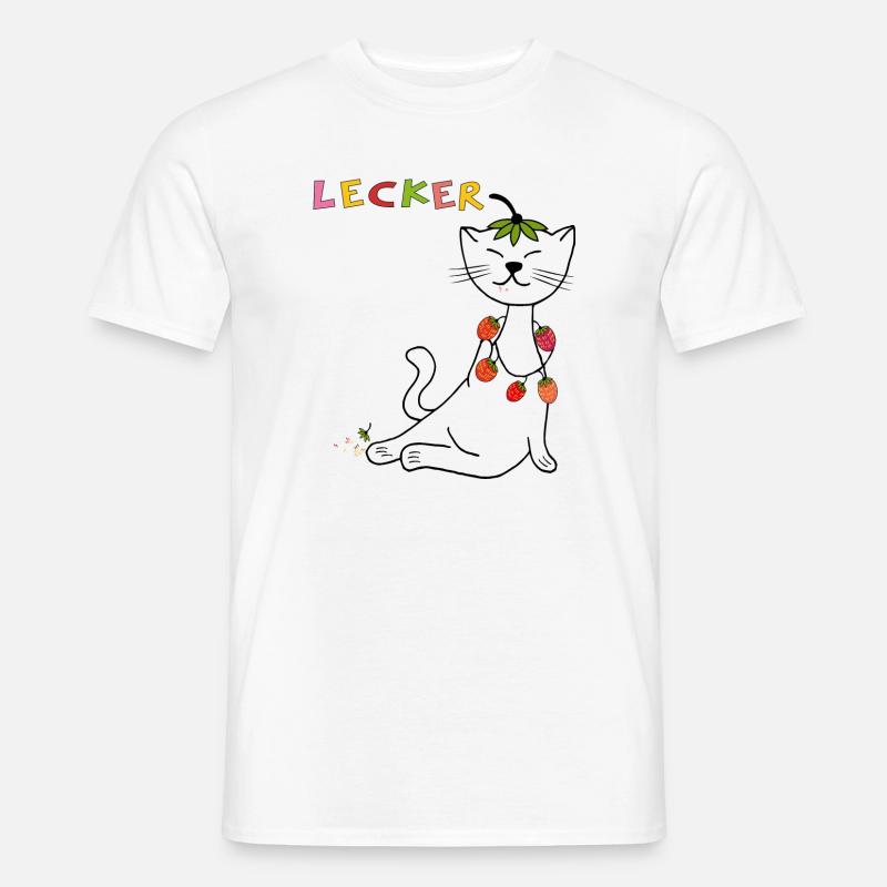 Erdbeeren Katze - Männer T-Shirt - Weiß