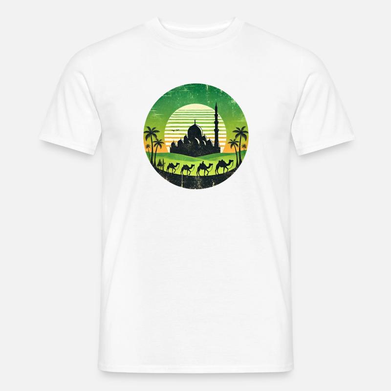 Marrakesch Moschee Kamele Design - Männer T-Shirt - Weiß