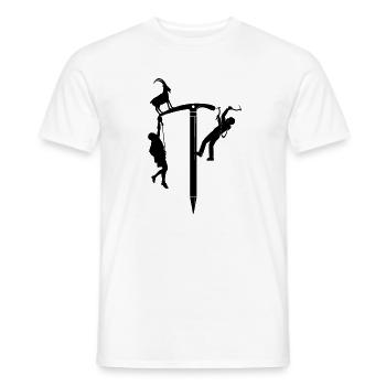 Silhouette du grimpeur sur corde - T-shirt homme - blanc - Devant - AI Model Male 178 dark (178cm)
