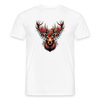 Cerf avec des fleurs - T-shirt homme - blanc - Devant - AI Model Male 178 dark (178cm)