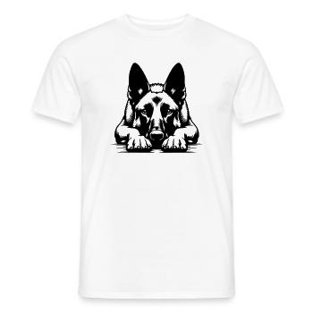 Hollandse Herder Head with Paws - Men's T-Shirt - white - Front - AI Model Male 178 dark (178cm)