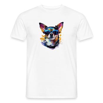 Chihuahua with sunglasses - Men's T-Shirt - white - Front - AI Model Male 178 dark (178cm)