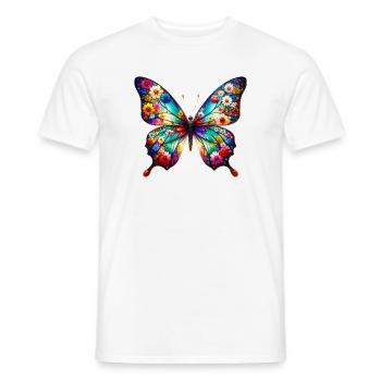 Papillon décoré de fleurs - T-shirt homme - blanc - Devant - AI Model Male 178 dark (178cm)