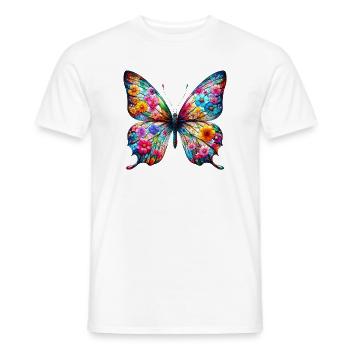 Schmetterling mit Blumen verziert - Männer T-Shirt - Weiß - Vorne - AI Model Male 178 dark (178cm)