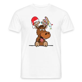Chapeau de Noël Renne Cool Noël Neige - T-shirt homme - blanc - Devant - AI Model Male 178 dark (178cm)