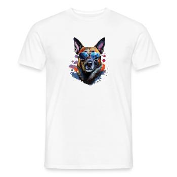 Malinois with sunglasses - Men's T-Shirt - white - Front - AI Model Male 178 dark (178cm)