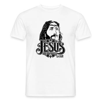 Jésus Tête avec Écriture 2 - T-shirt homme - blanc - Devant - AI Model Male 178 dark (178cm)