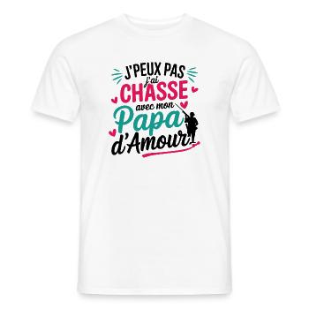 Chasse avec Papa d'Amour ❤️ - T-shirt homme - blanc - Devant - AI Model Male 178 dark (178cm)