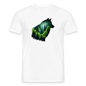 Silhouette Wolf with Green Forest - Men's T-Shirt - white - Front - AI Model Male 178 dark (178cm)