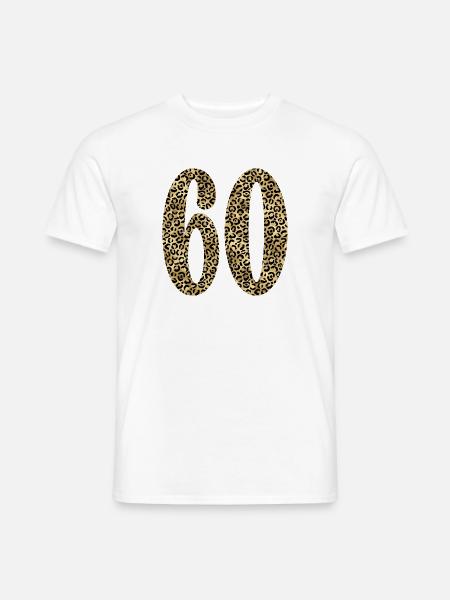 60. Geburtstag - Zahl 60 Leopardenmuster - Mænd T-shirt - hvid