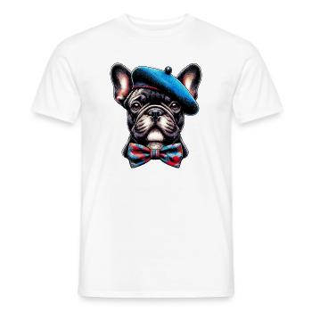 French Bulldog Dog - Men's T-Shirt - white - Front - AI Model Male 178 dark (178cm)