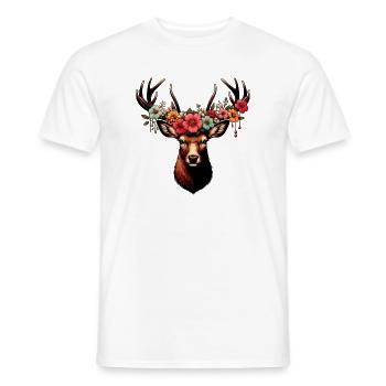 Cerf avec des fleurs - T-shirt homme - blanc - Devant - AI Model Male 178 dark (178cm)