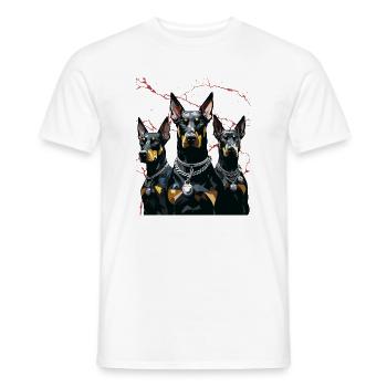 Dreifache Dobermann Geometrie - Männer T-Shirt - Weiß - Vorne - AI Model Male 178 dark (178cm)