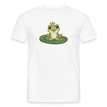 Frog Prince on Water Lily - Men's T-Shirt - white - Front - AI Model Male 178 dark (178cm)