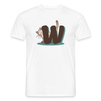Lettre Chat W - T-shirt homme - blanc - Devant - AI Model Male 178 dark (178cm)