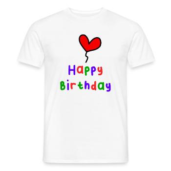 HAPPY BIRTHDAY. HAPPY BIRTHDAY. ANNIVERSARY. - Men's T-Shirt - white - Front - AI Model Male 178 dark (178cm)