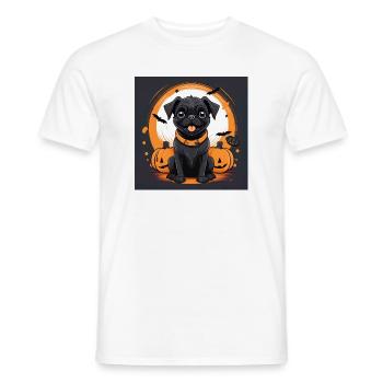 Halloween Dog with Pumpkins and Bats - Men's T-Shirt - white - Front - AI Model Male 178 dark (178cm)