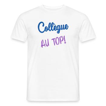 COLLEAGUE. START. EMPLOYMENT. HUMOR. MANAGER. CHIEF - Men's T-Shirt - white - Front - AI Model Male 178 dark (178cm)