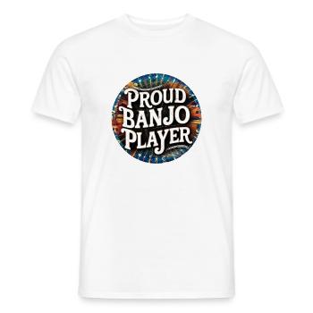 Proud Banjo Player Badge Design - Men's T-Shirt - white - Front - AI Model Male 178 dark (178cm)