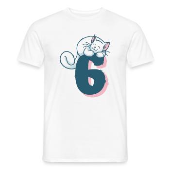 Cat Number 6 - Men's T-Shirt - white - Front - AI Model Male 178 dark (178cm)